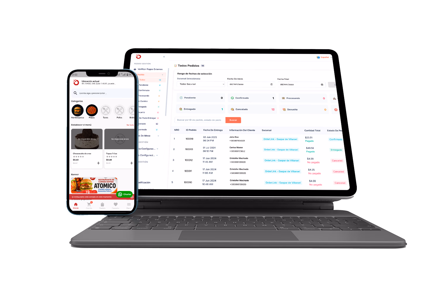 Screens showing phone, tablet and desktop views of our website